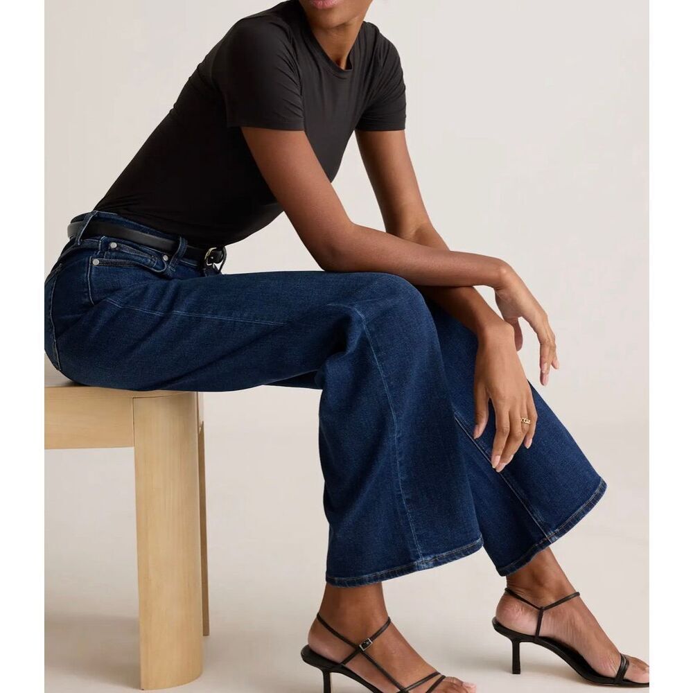 NWOT Quince Bella Stretch Wide Leg Jeans Deep Sea Blue  Minimalist Sz 29 F14